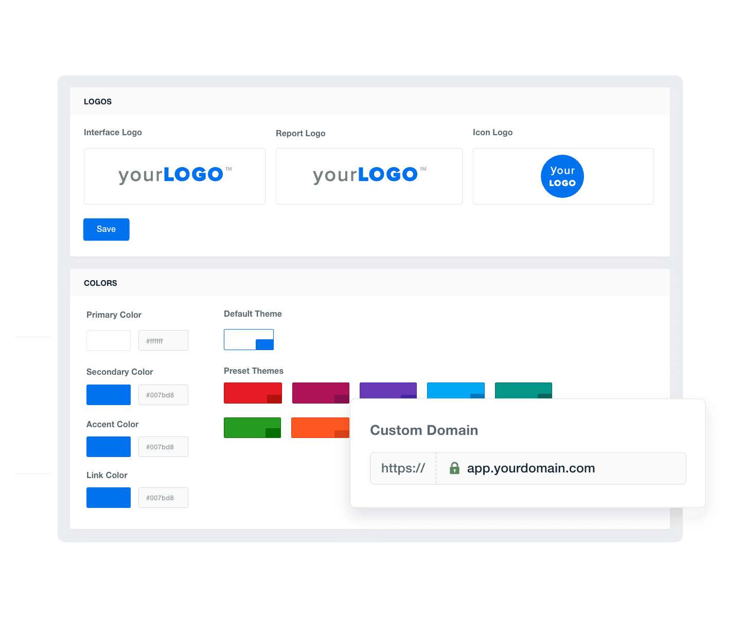 An example of how to add your marketing agency's branding to customizable marketing reporting software