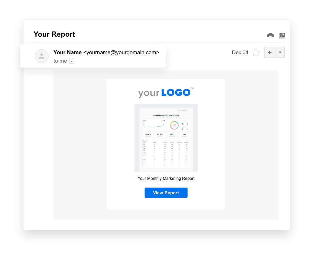 Send marketing reports from your marketing agency's email domain