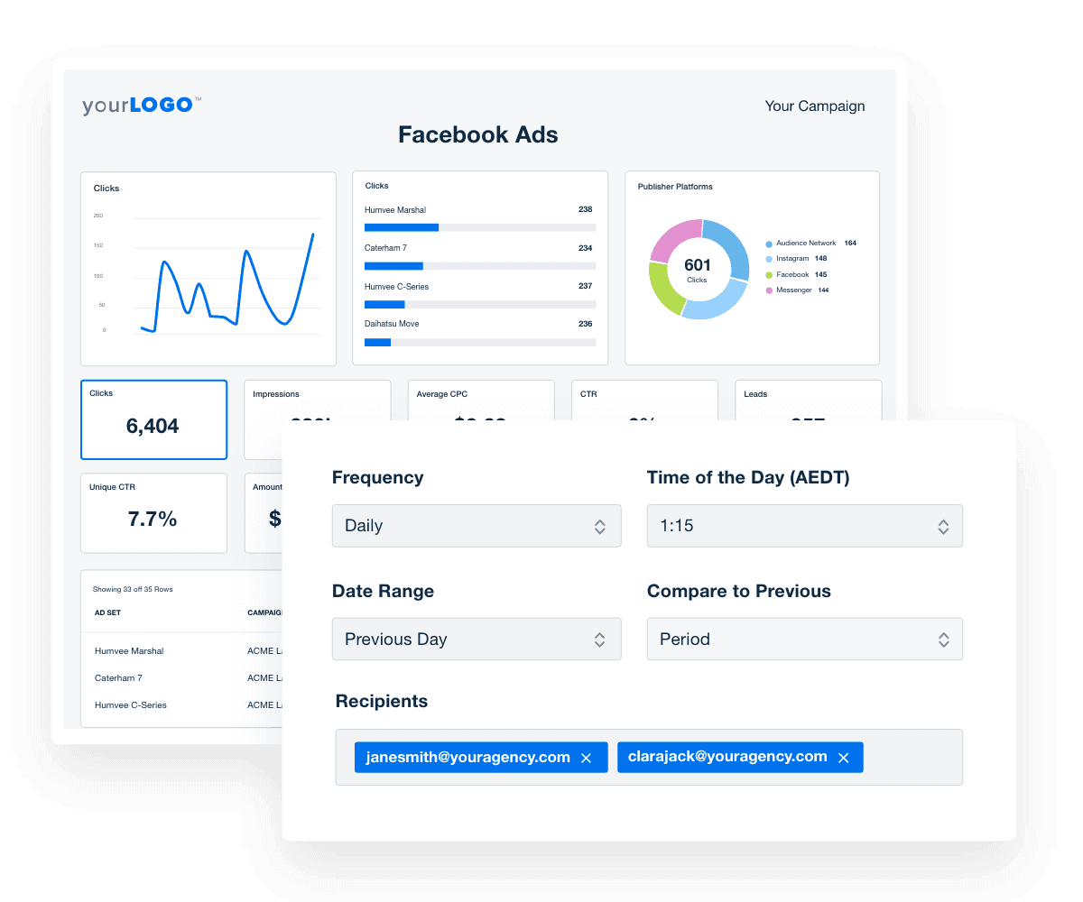An Example of the Facebook Ads Automated Report Scheduling Options