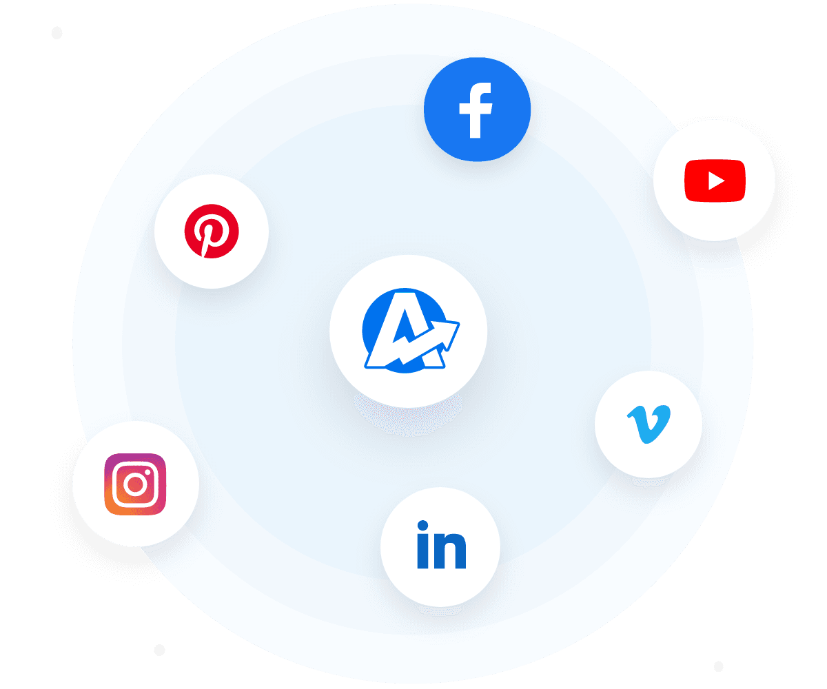 A stylized graphic showing some of the social media data sources marketing agencies can connect into the social media reporting platform
