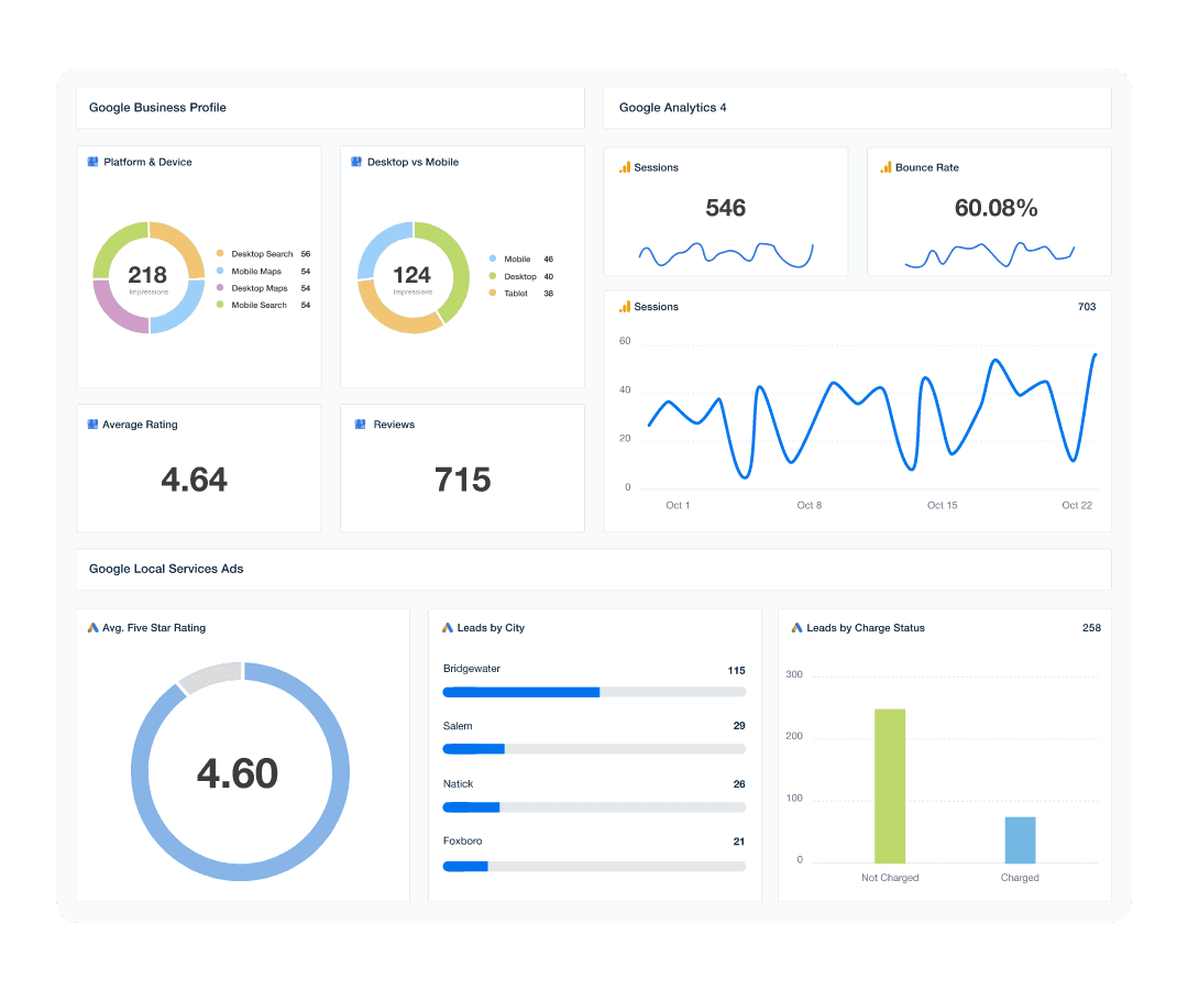 Example of the customizable report and dashboard templates