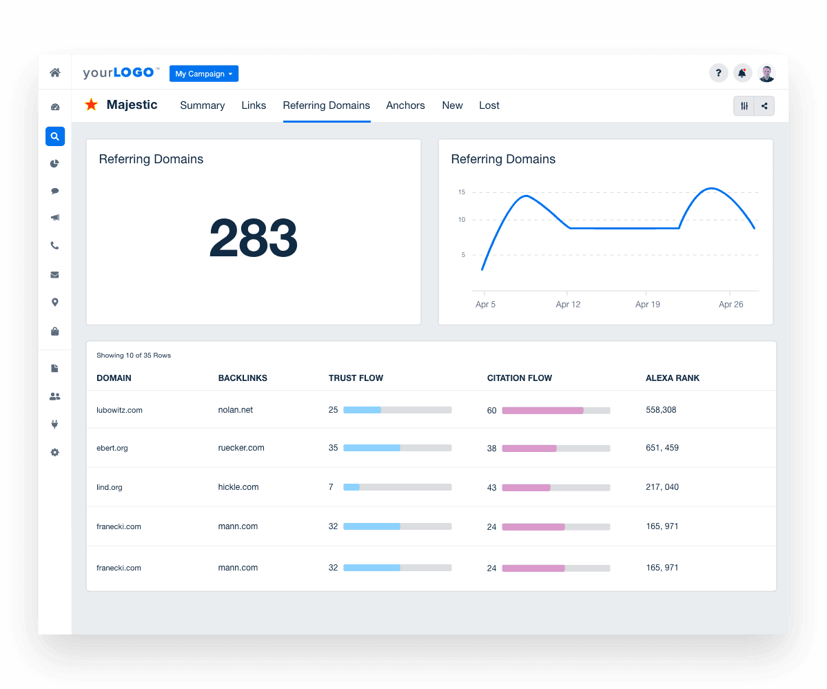Backlink Monitor dashboard report