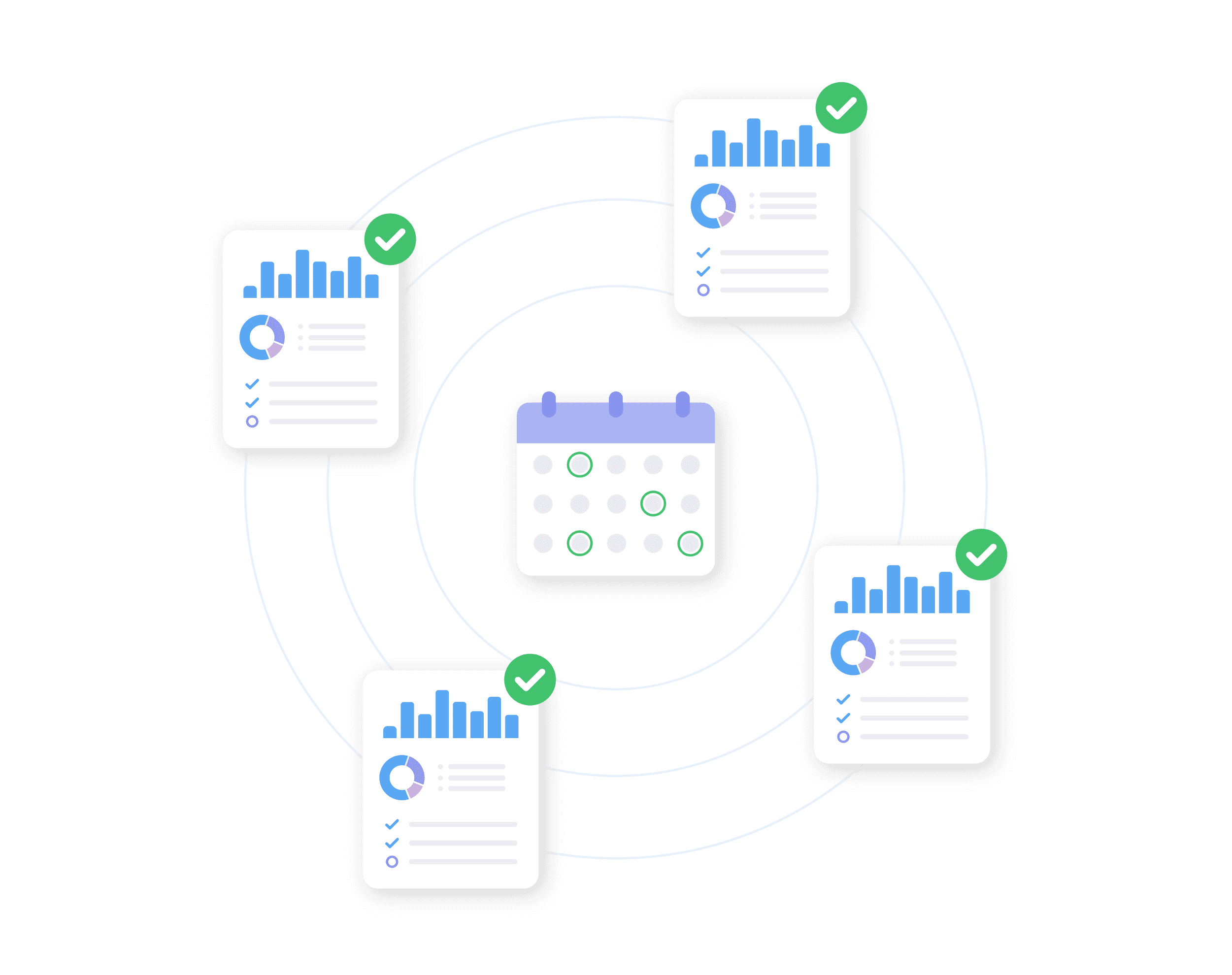 Stylized graphic of automated client reporting