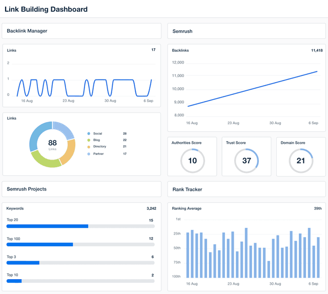 Link Building Dashboard Example