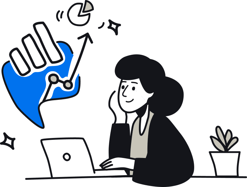 An illustration of a marketing agency using the client reporting software from AgencyAnalytics