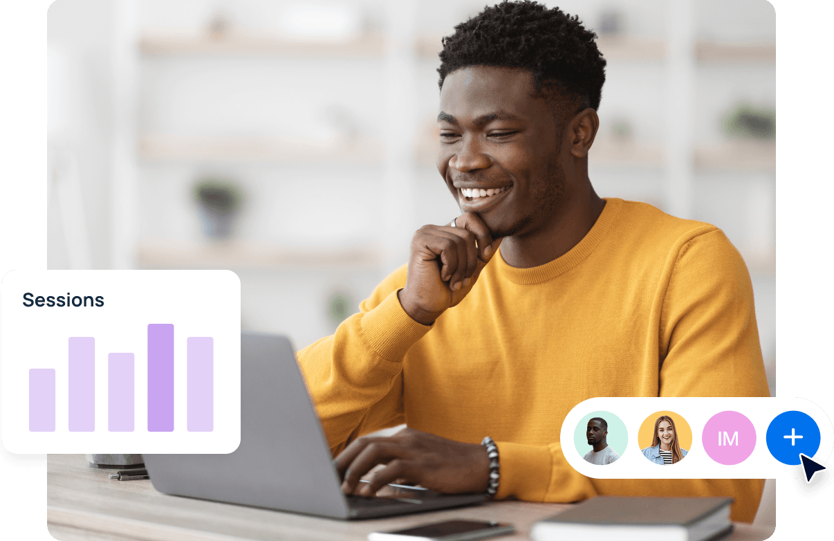 An image of a man using the AgencyAnalytics marketing campaign analytics tools.