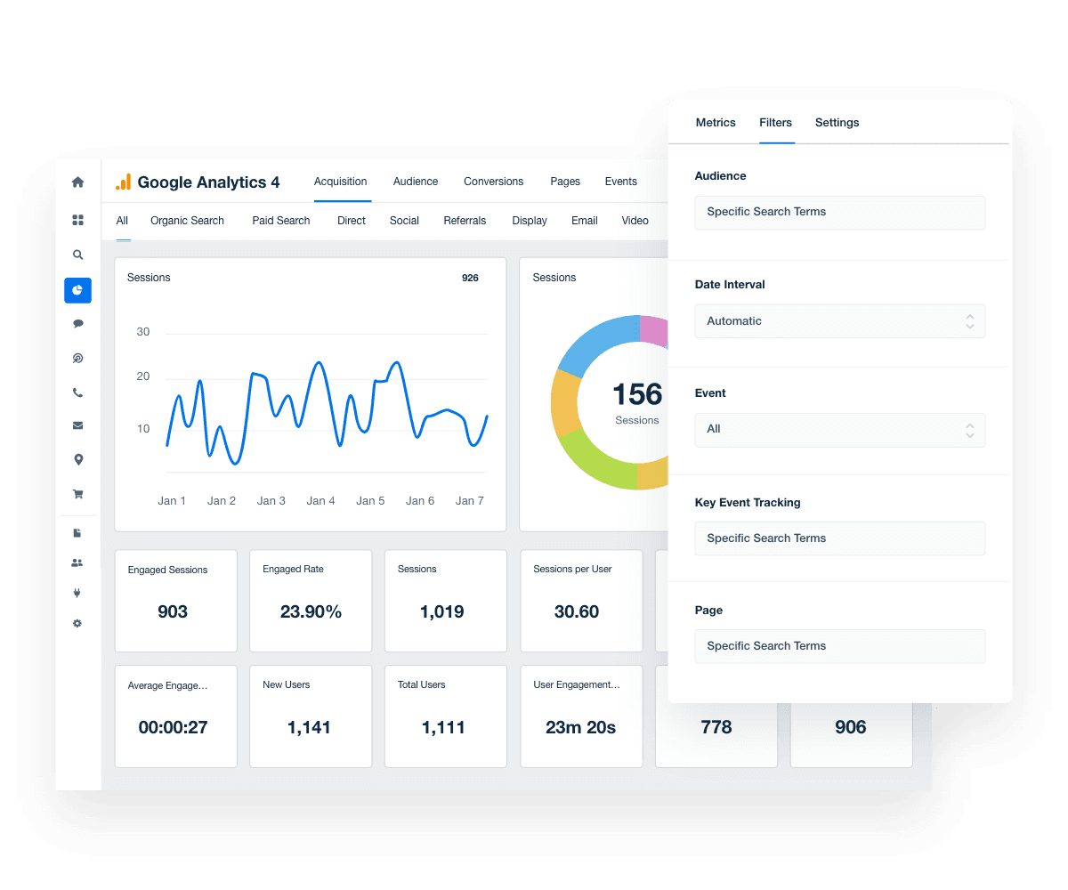 An example of using advanced marketing dashboard filters on a Google Analytics report