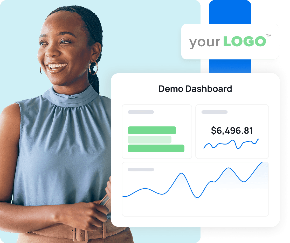 A graphic illustration highlighting the sales demo dashboard for marketing agency client acquisition