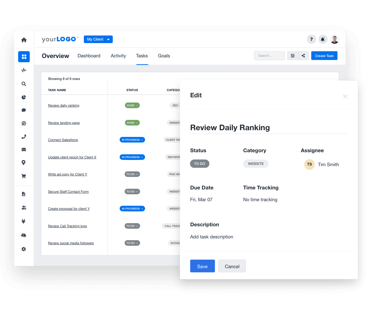 Click and edit your marketing agency's tasks and workflows