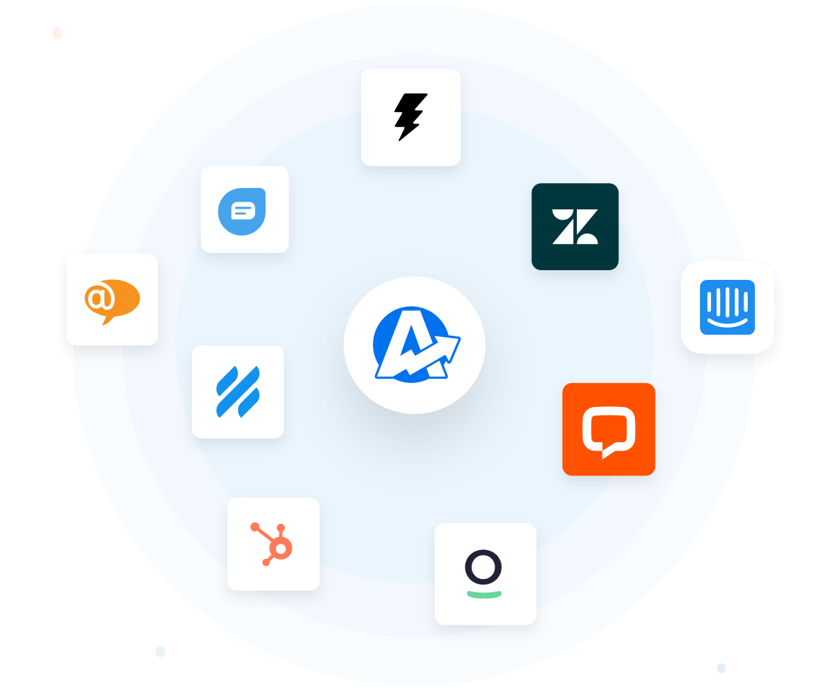 A stylized collection of the client communication tools supported by AgencyAnalytics